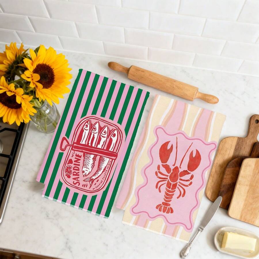 2 Buah, Handuk Dapur Bergaris  - Home Cooking Is The Best ulasan dan harga